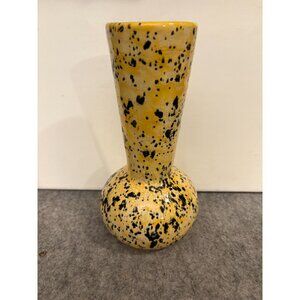 Studio Pottery Beautiful Yellow and Black Spatter  10" Vase  #3292